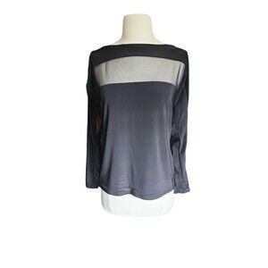 Dance America T2416 Powermesh Stripe Top Womens M  Black Sheer Mesh Contemporary